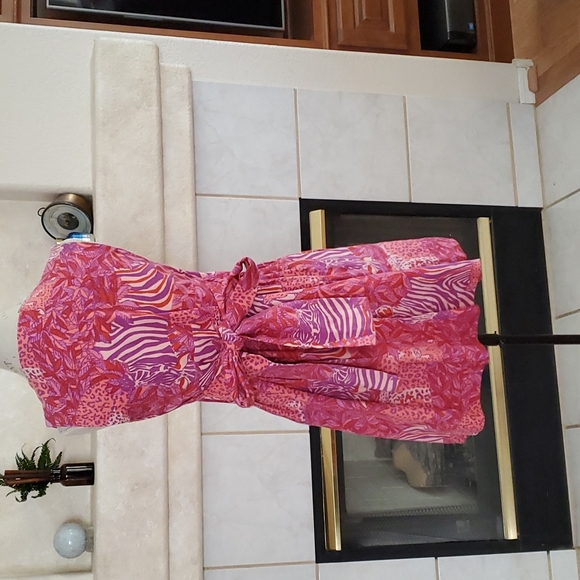 Vintage Sonia Rykiel pink wrap dress 100% linen B16 - Picture 5 of 8